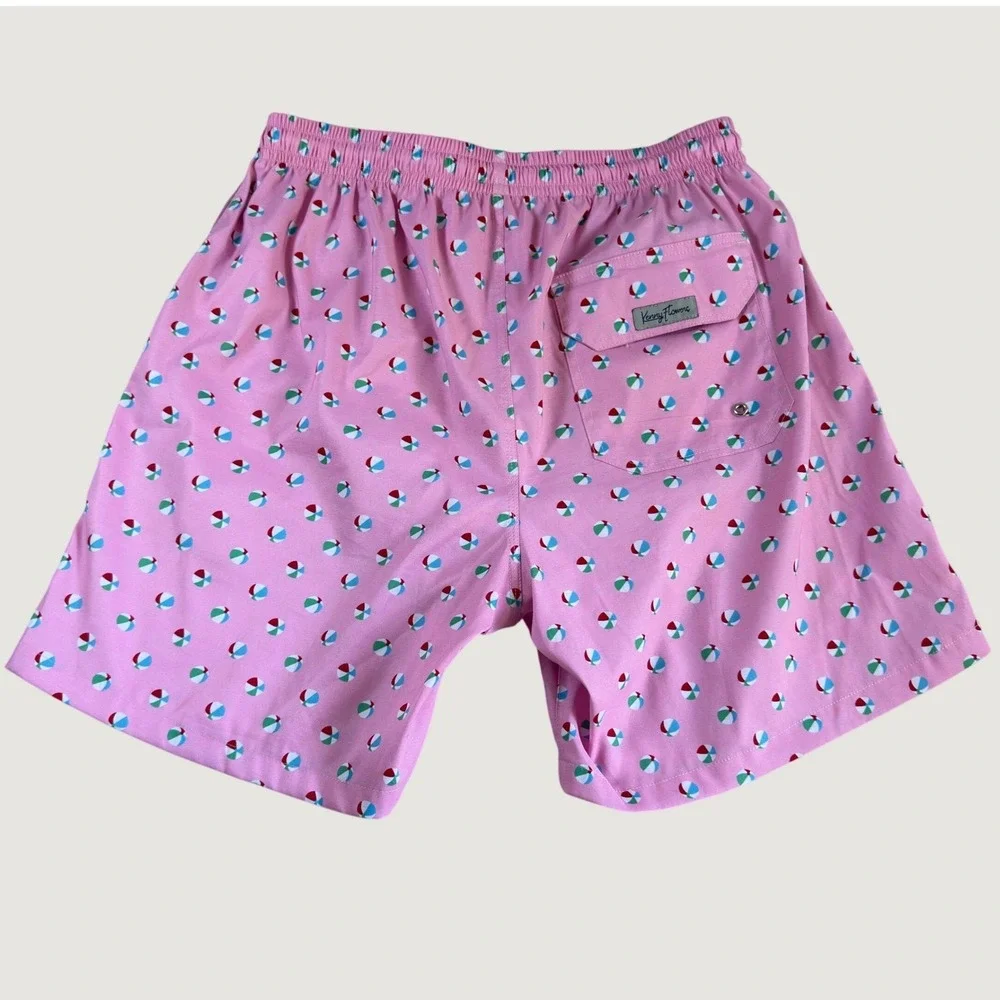 Kenny Flowers Mens Pink Beach Ball Print Swim Trunks XL Quick Dry Board Shorts